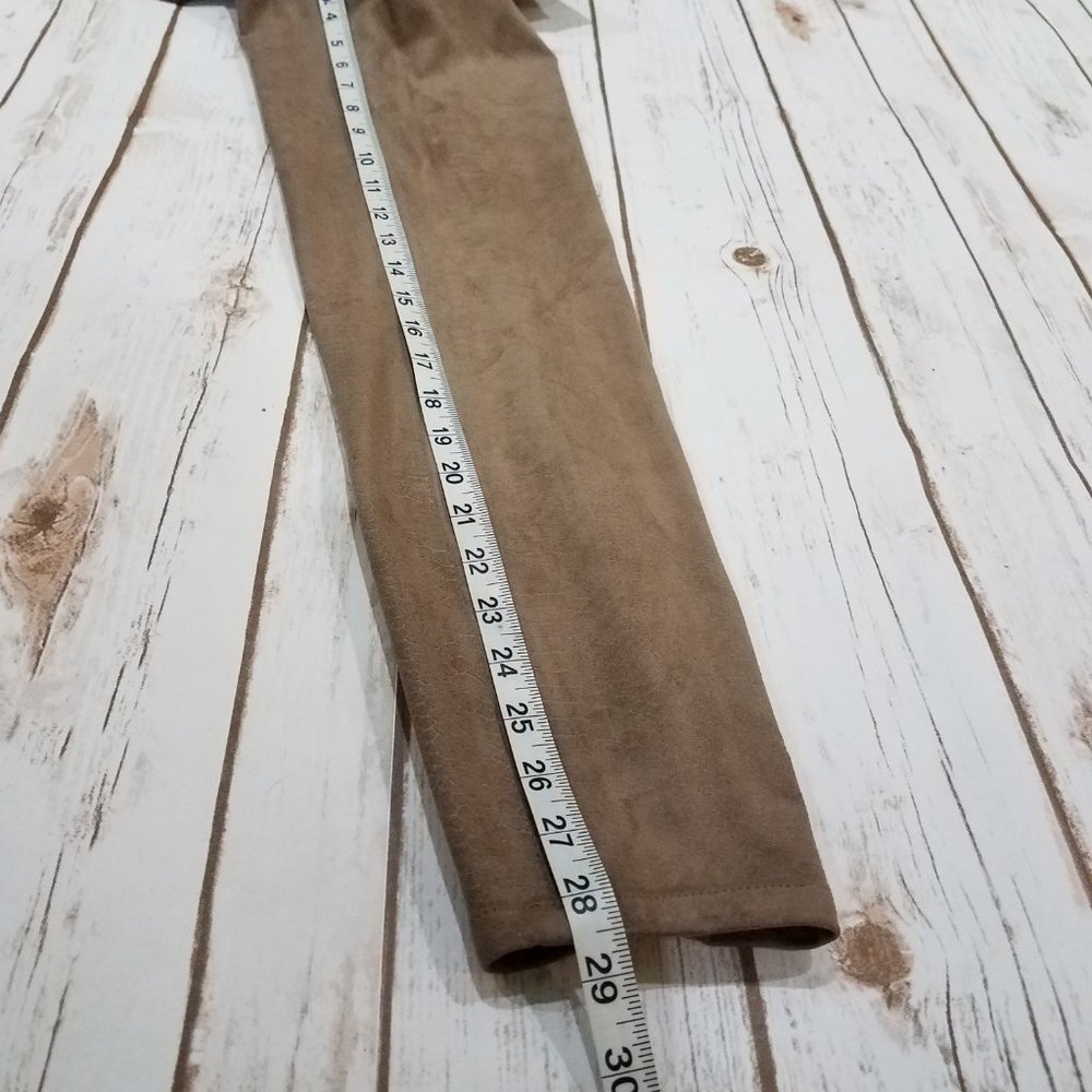 Fall Neutral Tan Skinny Pants Faux Suede Jeggings with Tonal Texture Women's 4 - Picture 14 of 17